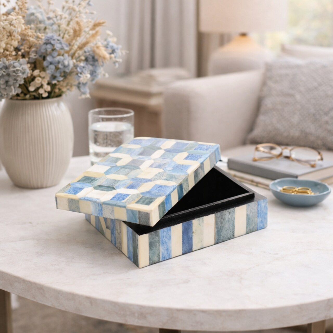 Decorative Bone Storage Box | Handcrafted Jewelry & Trinket Organizer | 6"x4"x2"